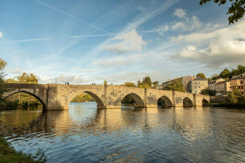 Aerial view of Saint-Etienne bridge in Limoges