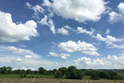 Beautiful countryside and blue sky in Creuse France.