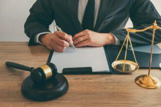 Male lawyer working on a document