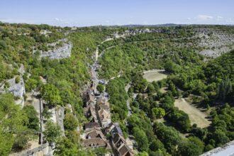 rocamadour in france seen from above from the church