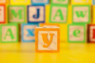 Photograph of colorful Wooden Block Letter Y