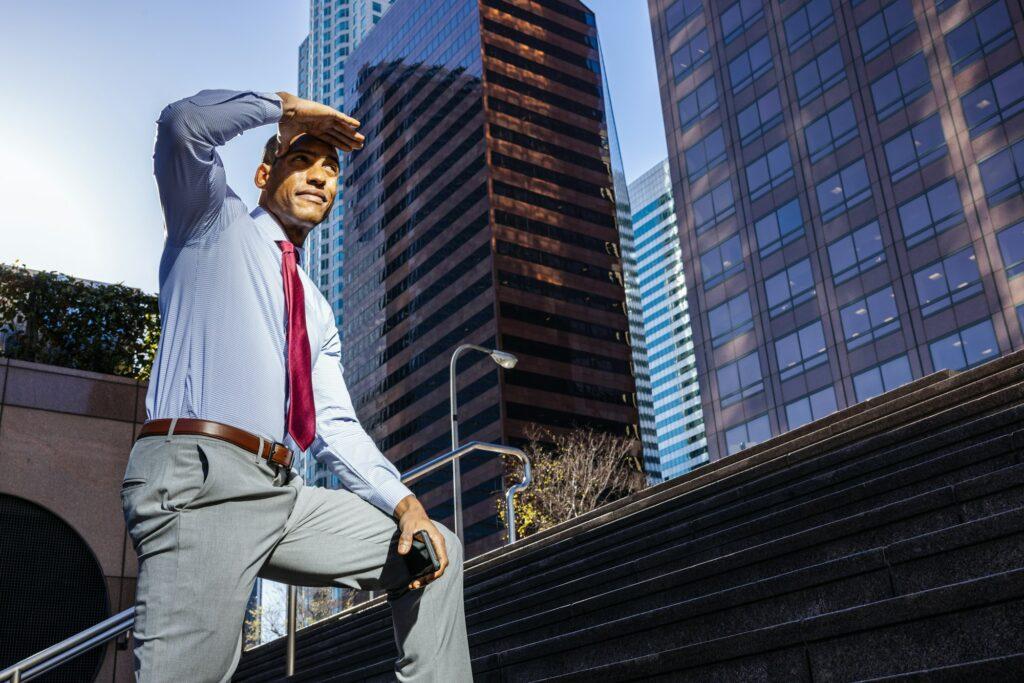 Handsome male african american business man CEO in a stylish corporate elegant suit