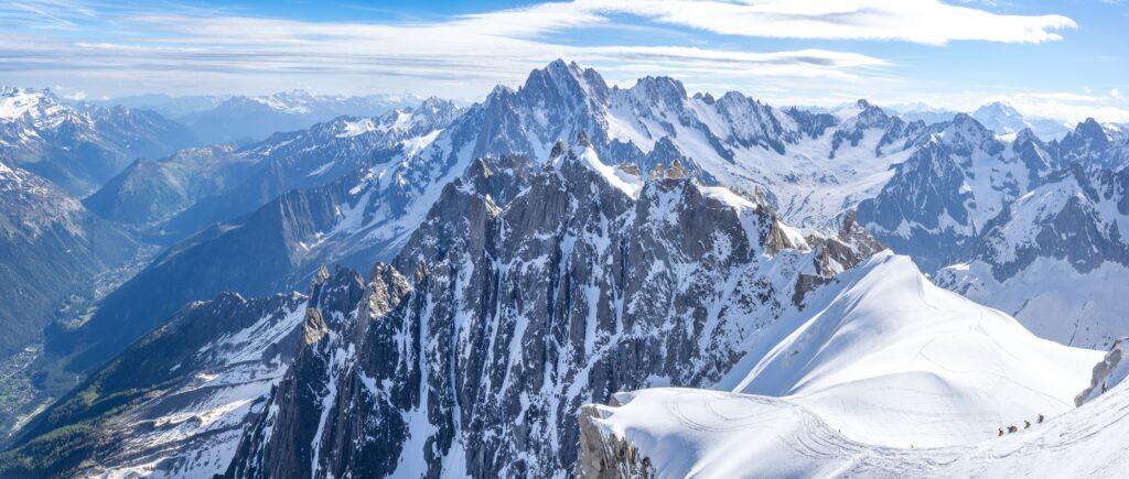 Views of mountains from Auguille du Midi, France