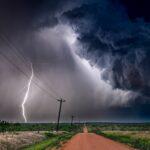 Lightning storm over field in Roswell New Mexico