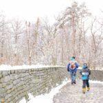 Father & son Hiking in winter