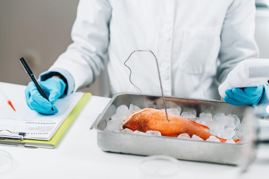 Food Safety Inspector Measuring Concentrations of Lead, Mercury and Cadmium in Sea Fish