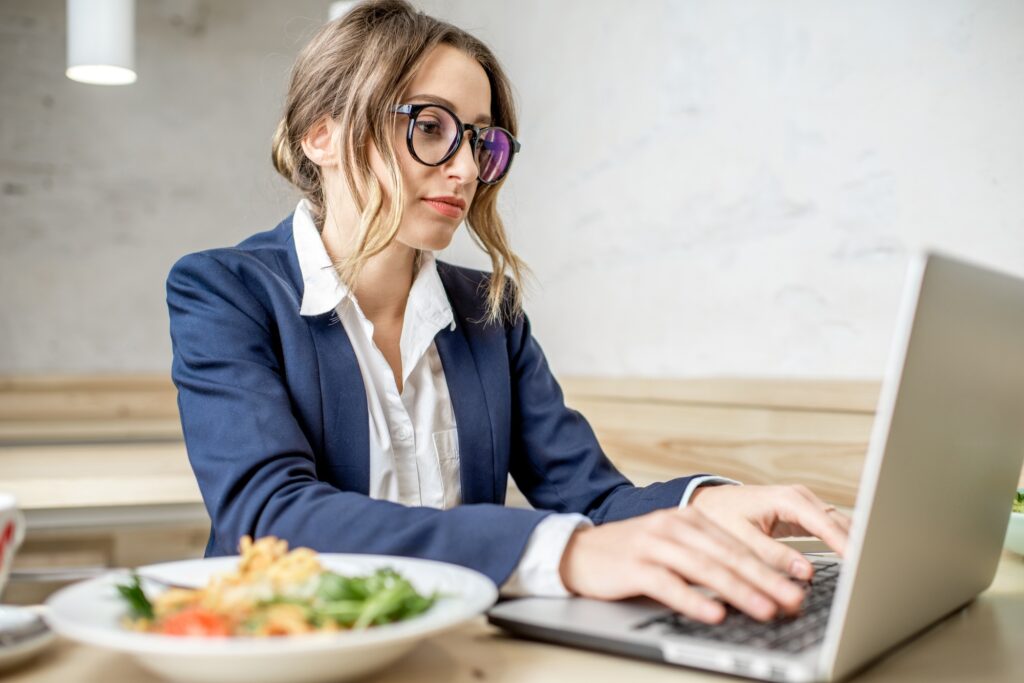 Woman during the business lunch