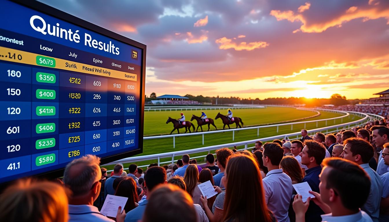 découvrez les résultats du quinté du jour du 08/07/2025, incluant les rapports détaillés, une analyse complète des performances et mon avis sur les courses. ne manquez pas nos astuces pour mieux parier !