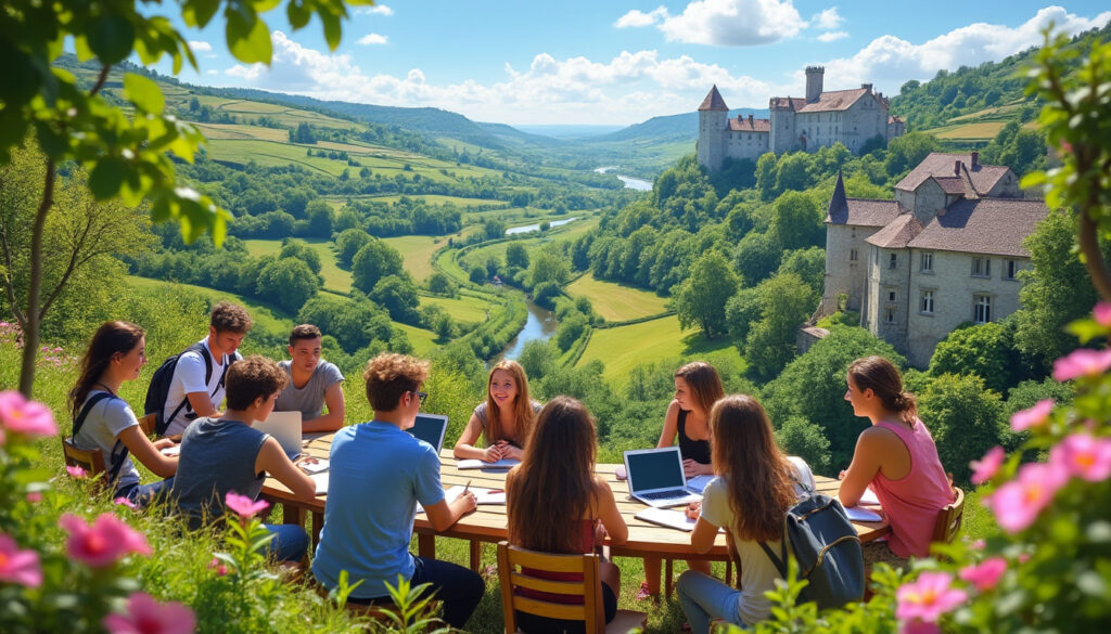 des jeunes venus des quatre coins du monde se réunissent en dordogne pour vivre une expérience d'apprentissage unique, mêlant échanges culturels, découvertes et formation immersive.