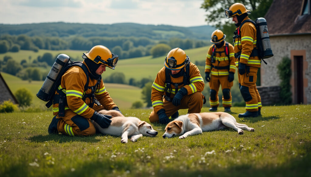 découvrez comment les pompiers de dordogne interviennent et réagissent face à la découverte de chiens décédés, entre protocole et émotion. analyse de leurs actions sur le terrain.