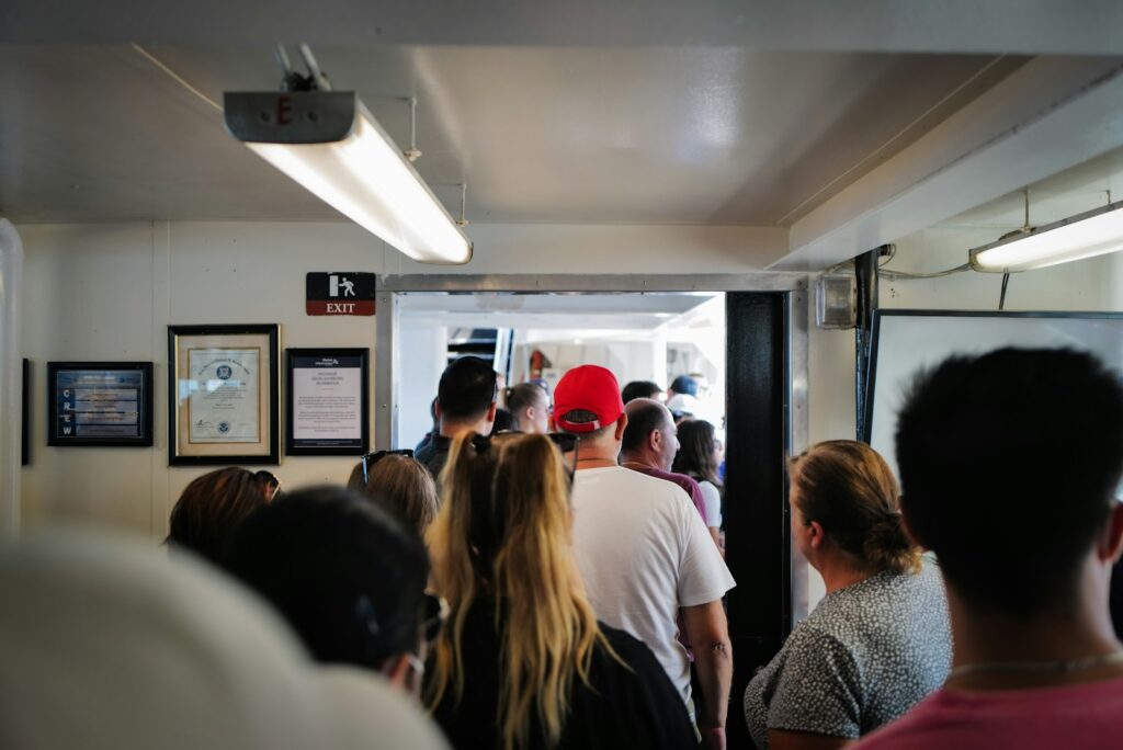a group of people in a room